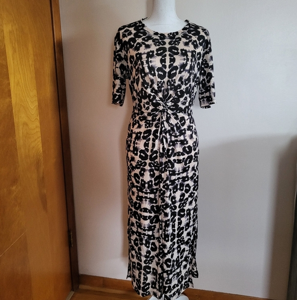 Rebecca Taylor Kaleidoscope Leopard-Print Linen Dress Size Large - Picture 3 of 13